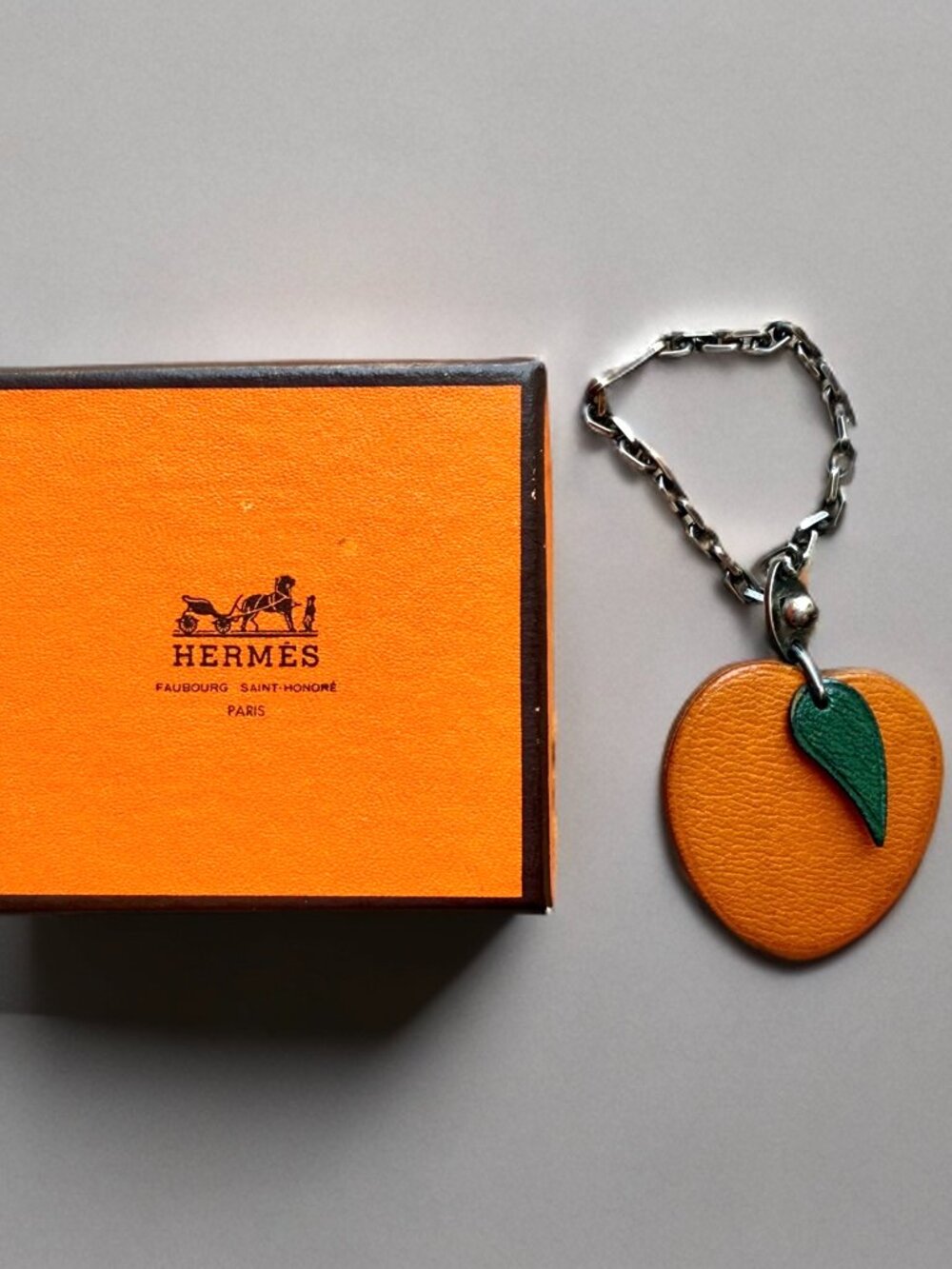 Hermes Faubourg Saint-Honore Orange Apricot Fruit Motif Bag Charm